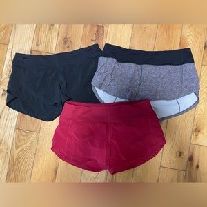 Trio of Lululemon Speed Up 2.5” inseam size 6